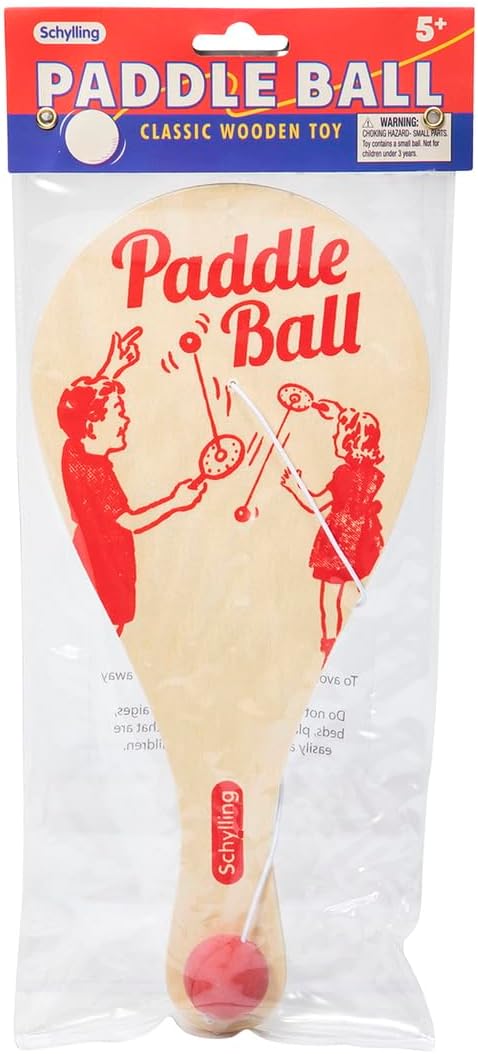 Schylling Paddle Ball - Classic Game Made with Real Wood - Ages 5 and Up - One Piece