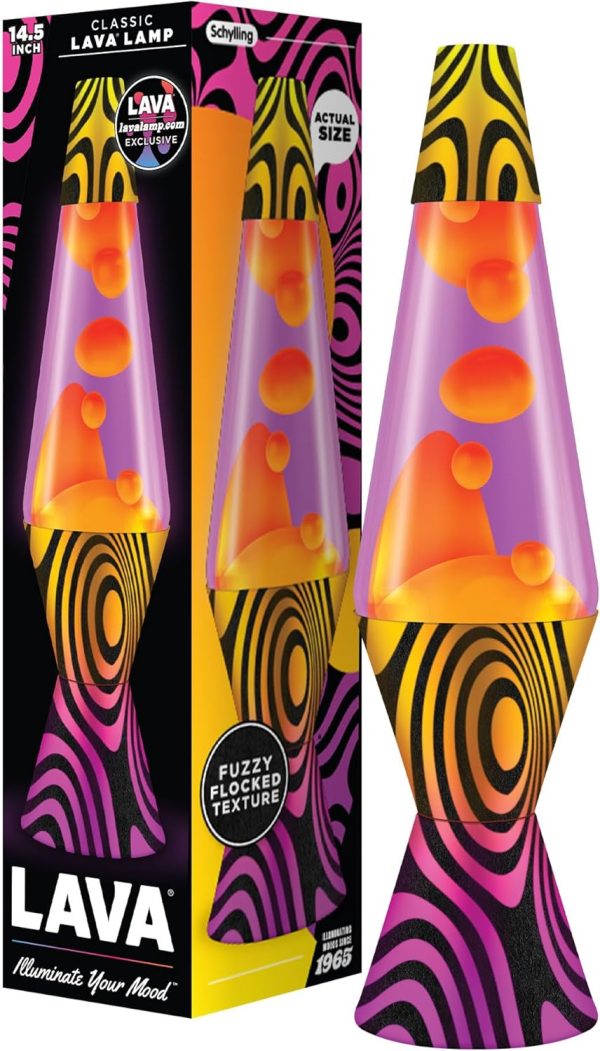 Lava? Lamp - 14.5'' Groovy Gradient Flocked Base - The Original Motion Light - Yellow Wax and Purple Liquid - Item #2015