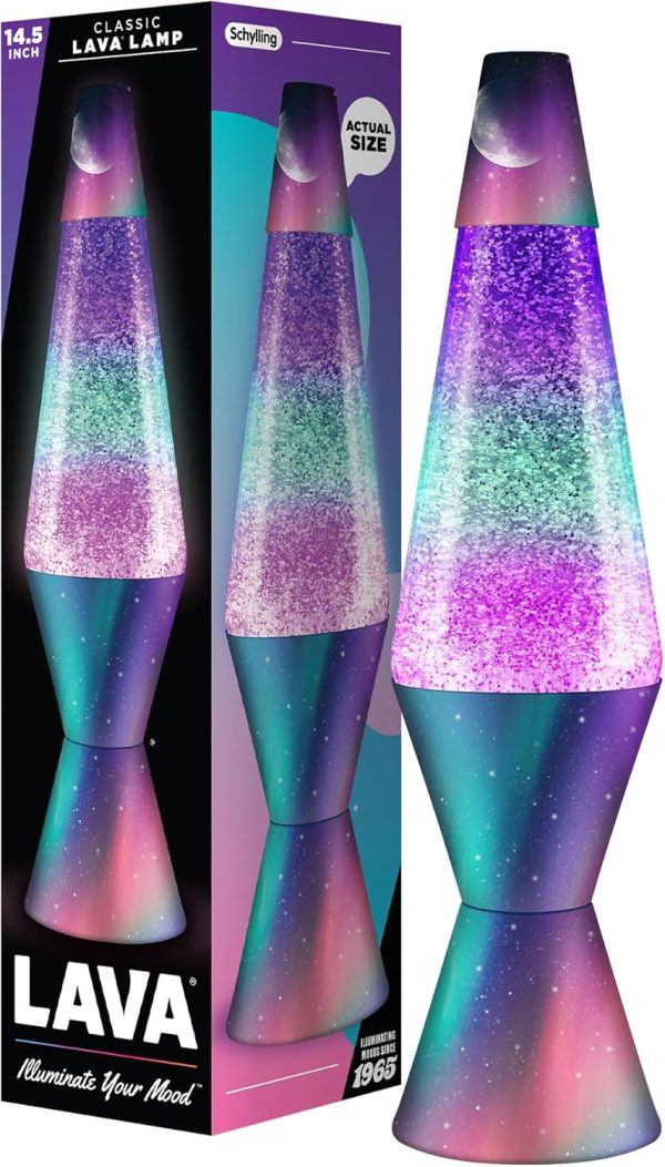 Lava? Lamp - 14.5 Polar Glimmer - The Original Motion Light - Silver Glitter. Multicolor Base and Globe - Item #2048 (Amazon Exclusive)