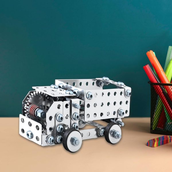 Schylling Steel Works Mechanical Multi-Model - Steel Building Set - Includes 300 Pieces. Tools. and Instructions to Make 10 Different Models - Ages 8 and Up